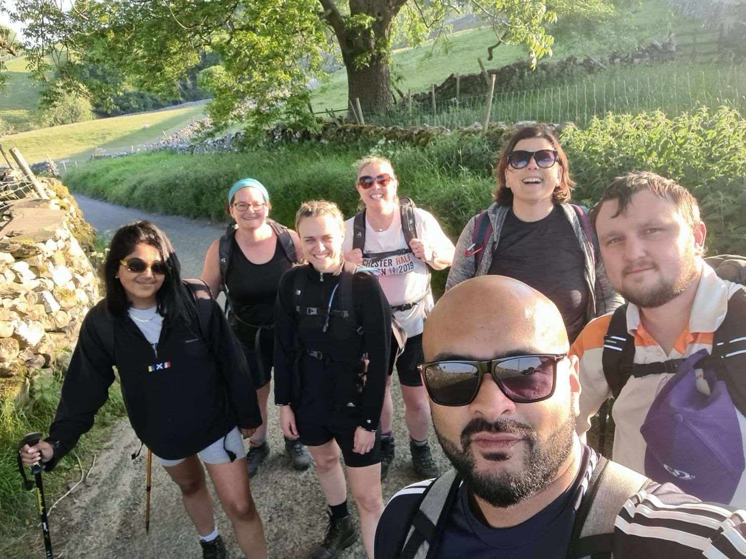 Group selfie of the Gray Dawes team taking on the three peaks challenge