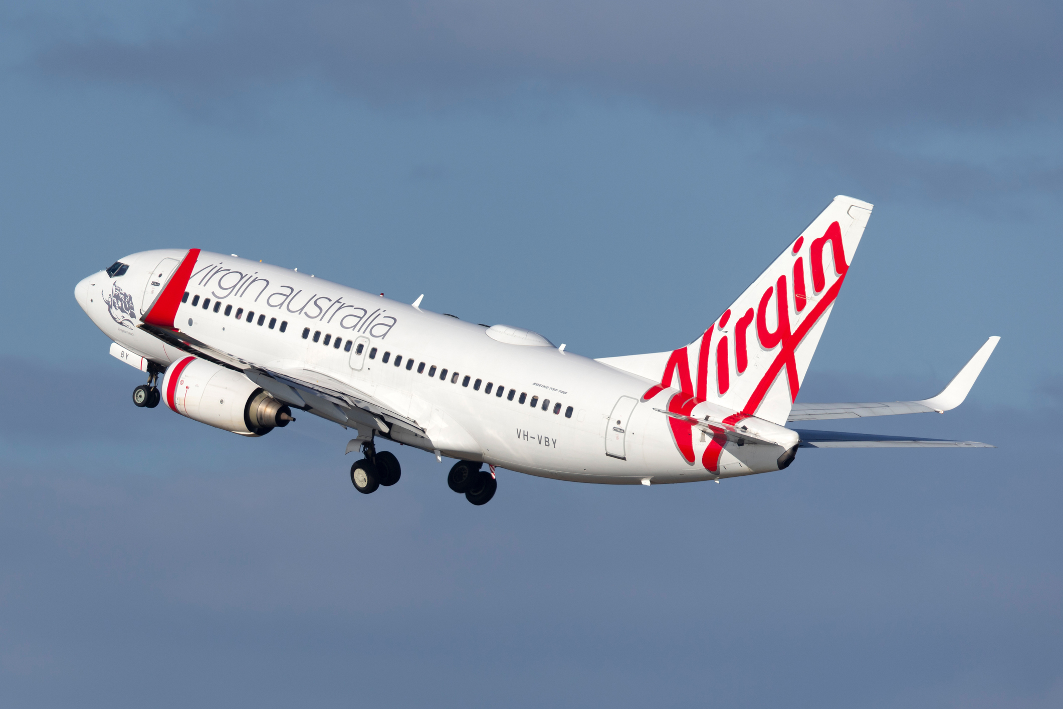 Virgin Australia Airlines Boeing 737 airliner landing at Sydney Airport.