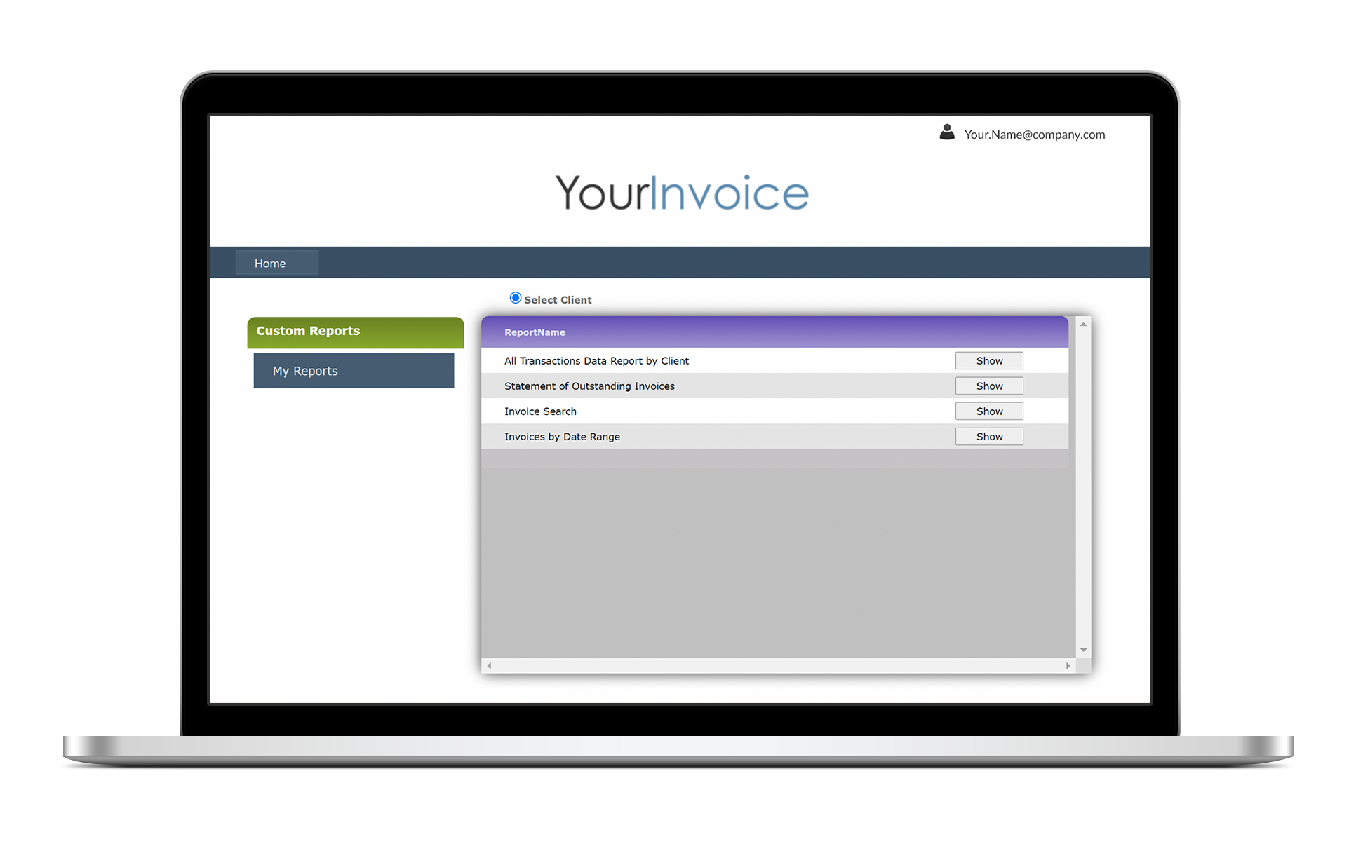YourInvoice homepage