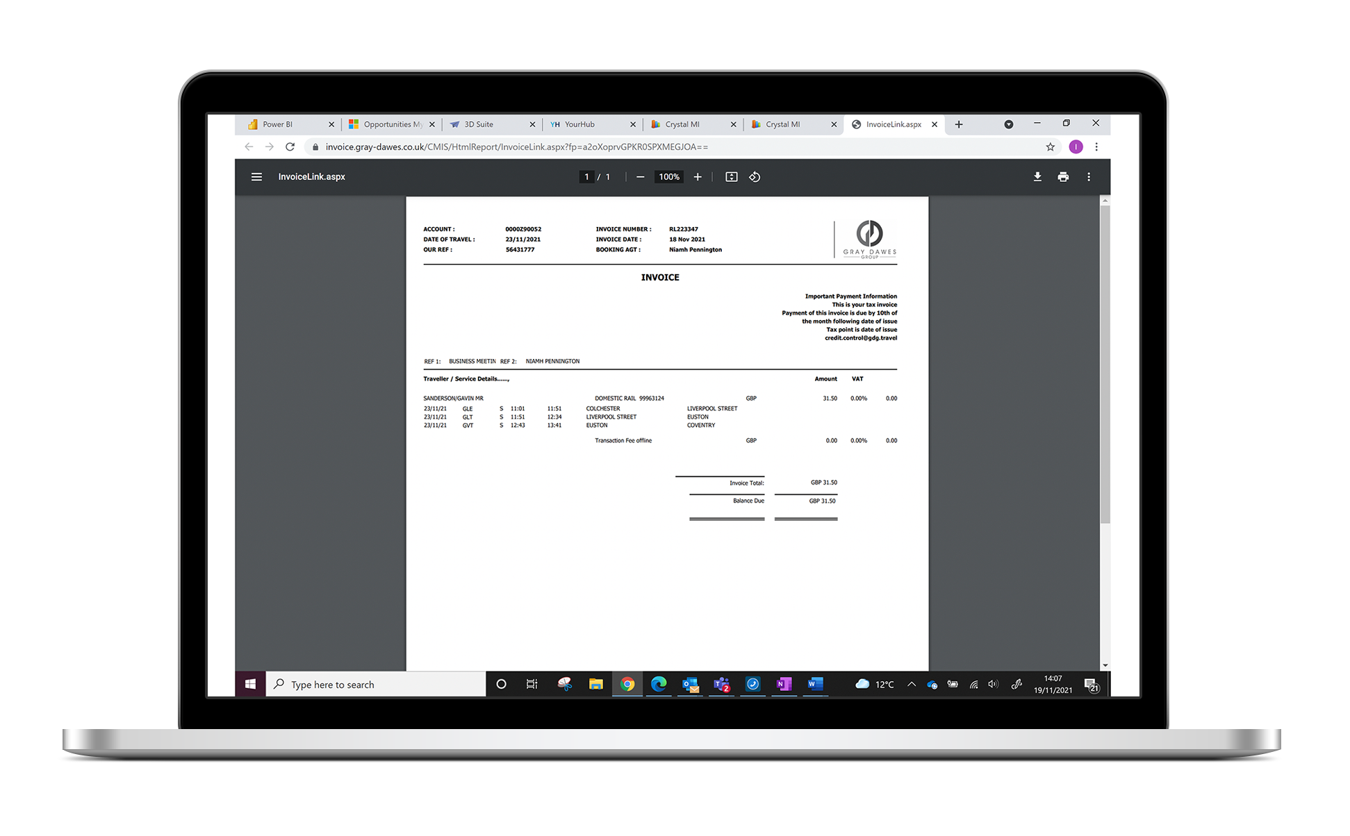 YourInvoice invoice page