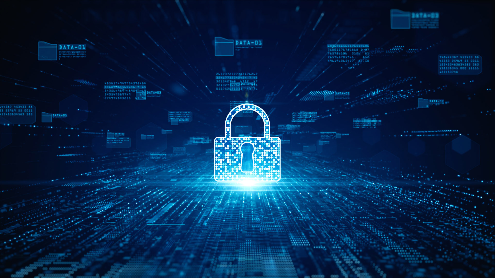 Lock Icon cyber security of digital data network protection. High speed connection data analysis. Technology data network conveying connectivity background concept. cyber security