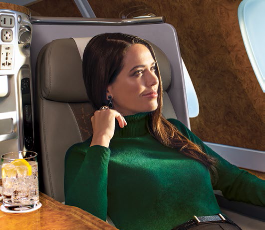 Female Reclining in Emirates Airline Seat