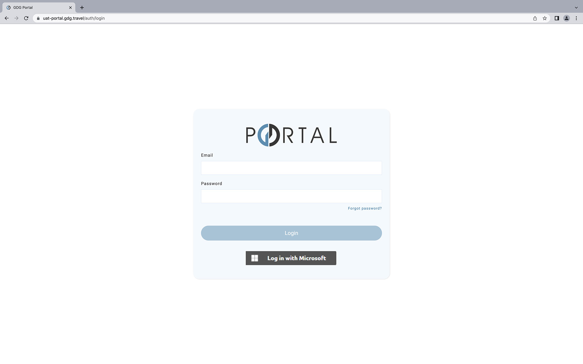 PORTAL login screen