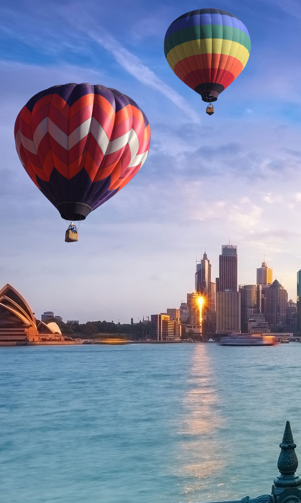 Hot air balloons over Sydney Harbour